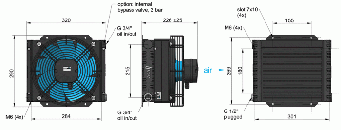 LL06 L compact AC Oil Air Blast Oil Cooler TT06GC2E - Unwin Hydraulic Engineering