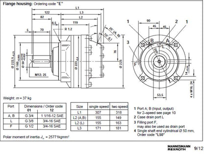 MCR5E820L50Z30AOM 820cc/rev Hydraulic motor