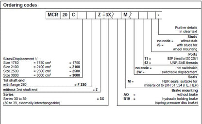 MCR20C2100F280Z31AOM2W 2100cc/rev Hydraulic motor MCR20