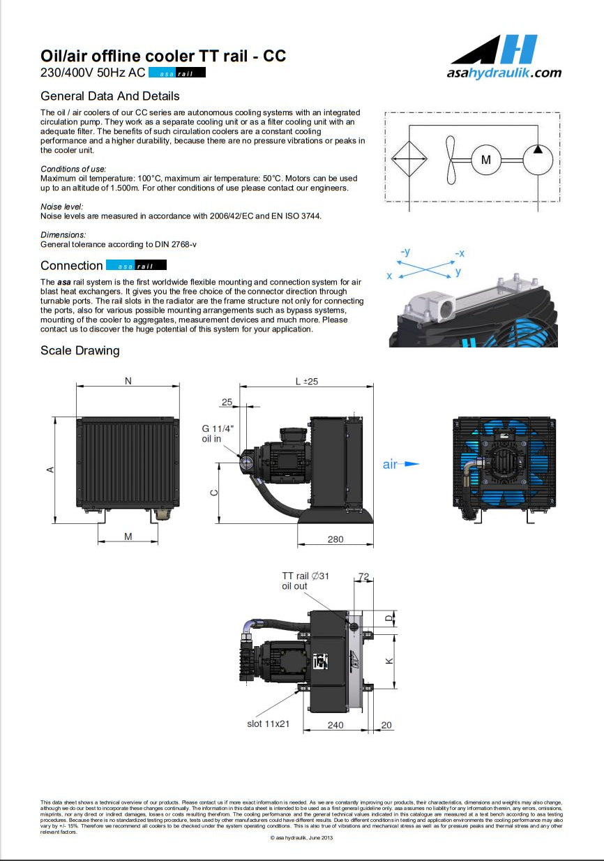 ASA TT11RA66CC  CC COOLER 230/400V 50Hz AC 20LPM - Unwin Hydraulic Engineering