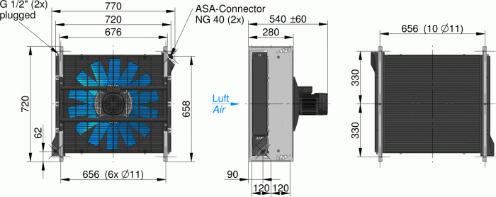 ASA0367 AC Oil  Air Blast Oil Cooler ASA0367AA66 - Unwin Hydraulic Engineering