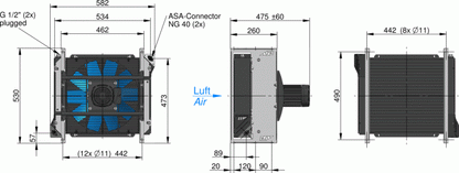 ASA0177 AC Oil  Air Blast Oil Cooler ASA0177AA44 - Unwin Hydraulic Engineering