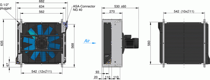 ASA0257 AC Oil  Air Blast Oil Cooler ASA0257AA47 - Unwin Hydraulic Engineering